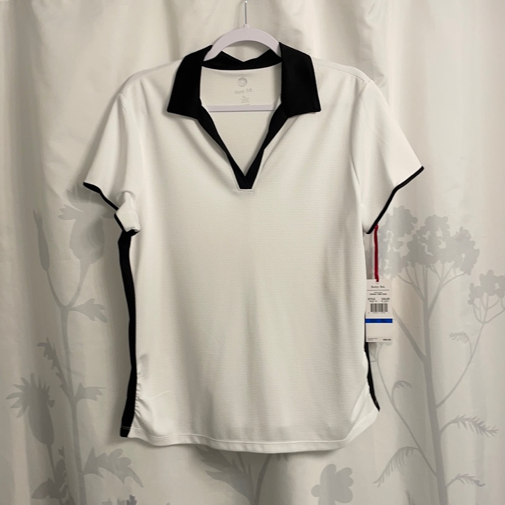 - Brand new black and white golf shirt size XL